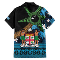 Fiji Day Family Matching Tank Maxi Dress and Hawaiian Shirt Palm Tree With Plumeria Tapa Tribal Pattern LT03 - Polynesian Pride