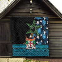 Fiji Day Quilt Palm Tree With Plumeria Tapa Tribal Pattern