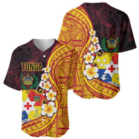 Tonga Culture Baseball Jersey Ngatu Pattern with Plumeria and Hibiscus LT03 - Polynesian Pride