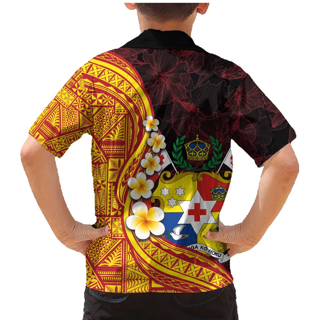 Tonga Culture Family Matching Mermaid Dress and Hawaiian Shirt Ngatu Pattern with Plumeria and Hibiscus