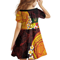 Tonga Culture Family Matching Off The Shoulder Long Sleeve Dress and Hawaiian Shirt Ngatu Pattern with Plumeria and Hibiscus LT03 - Polynesian Pride