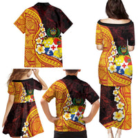 Tonga Culture Family Matching Puletasi and Hawaiian Shirt Ngatu Pattern with Plumeria and Hibiscus LT03 - Polynesian Pride