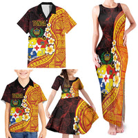 Tonga Culture Family Matching Tank Maxi Dress and Hawaiian Shirt Ngatu Pattern with Plumeria and Hibiscus LT03 - Polynesian Pride