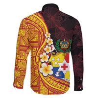 Tonga Culture Family Matching Tank Maxi Dress and Hawaiian Shirt Ngatu Pattern with Plumeria and Hibiscus LT03 - Polynesian Pride