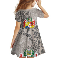 Tonga Culture Family Matching Off The Shoulder Long Sleeve Dress and Hawaiian Shirt Ngatu Pattern and Blooming Hibiscus LT03 - Polynesian Pride