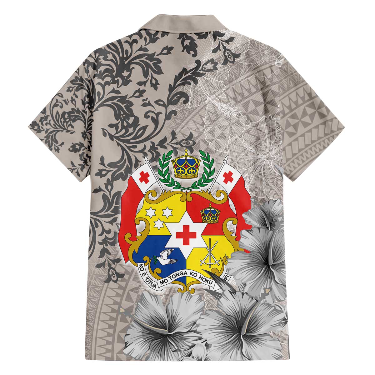 Tonga Culture Family Matching Off The Shoulder Long Sleeve Dress and Hawaiian Shirt Ngatu Pattern and Blooming Hibiscus LT03 - Polynesian Pride