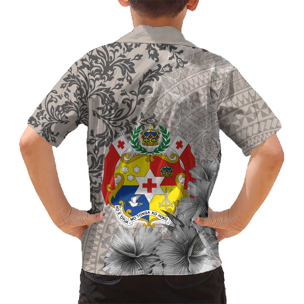 Tonga Culture Family Matching Short Sleeve Bodycon Dress and Hawaiian Shirt Ngatu Pattern and Blooming Hibiscus