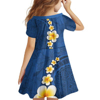 Polynesian Hibiscus and Plumeria with Tapa Pattern Family Matching Off Shoulder Maxi Dress and Hawaiian Shirt Blue Color LT03 - Polynesian Pride