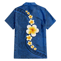 Polynesian Hibiscus and Plumeria with Tapa Pattern Family Matching Summer Maxi Dress and Hawaiian Shirt Blue Color LT03 - Polynesian Pride
