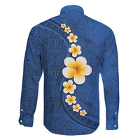 Polynesian Hibiscus and Plumeria with Tapa Pattern Family Matching Summer Maxi Dress and Hawaiian Shirt Blue Color LT03 - Polynesian Pride