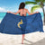 Polynesian Hibiscus and Plumeria with Tapa Pattern Sarong Blue Color