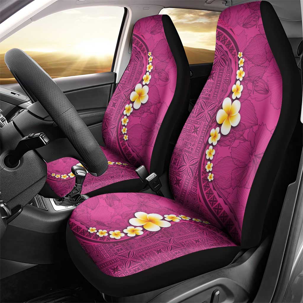 Polynesian Hibiscus and Plumeria with Tapa Pattern Car Seat Cover Pink Color LT03 - Polynesian Pride