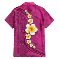 Polynesian Hibiscus and Plumeria with Tapa Pattern Family Matching Long Sleeve Bodycon Dress and Hawaiian Shirt Pink Color LT03 - Polynesian Pride