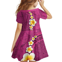 Polynesian Hibiscus and Plumeria with Tapa Pattern Family Matching Off The Shoulder Long Sleeve Dress and Hawaiian Shirt Pink Color LT03 - Polynesian Pride