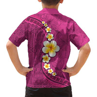 Polynesian Hibiscus and Plumeria with Tapa Pattern Family Matching Tank Maxi Dress and Hawaiian Shirt Pink Color LT03 - Polynesian Pride