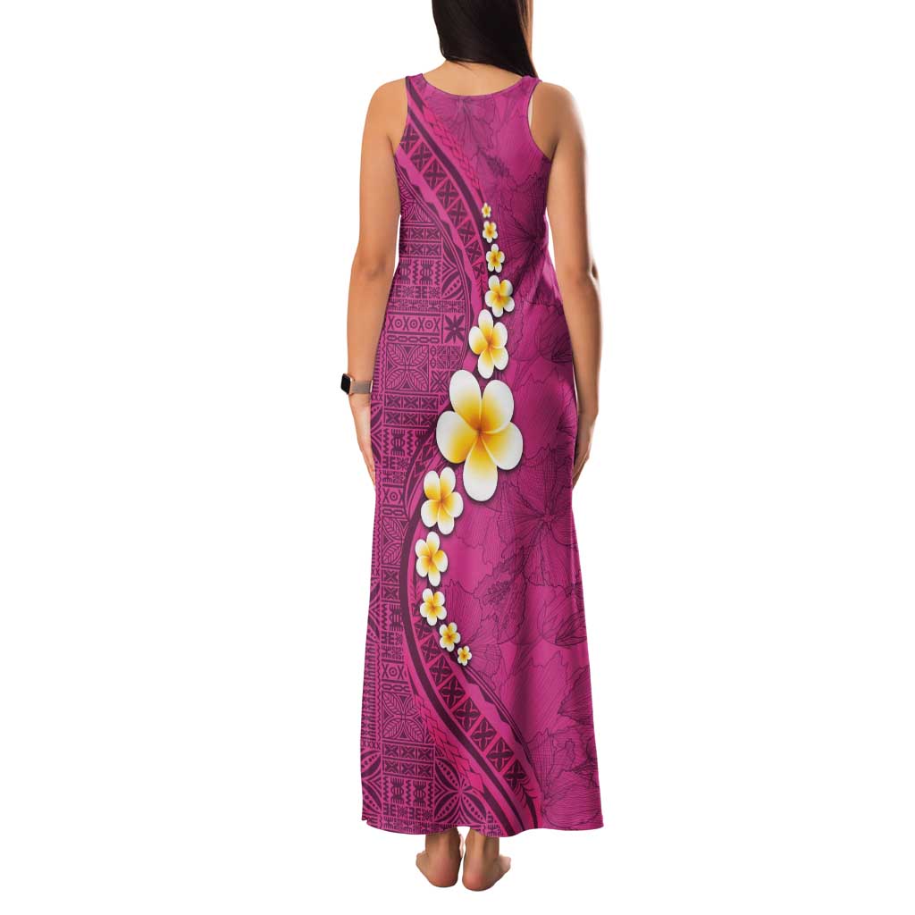 Polynesian Hibiscus and Plumeria with Tapa Pattern Family Matching Tank Maxi Dress and Hawaiian Shirt Pink Color LT03 - Polynesian Pride