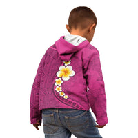 Polynesian Hibiscus and Plumeria with Tapa Pattern Kid Hoodie Pink Color LT03 - Polynesian Pride