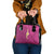 Polynesian Hibiscus and Plumeria with Tapa Pattern Shoulder Handbag Pink Color