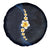 Pacific Hibiscus and Plumeria with Tapa Pattern Spare Tire Cover Dark Blue Color