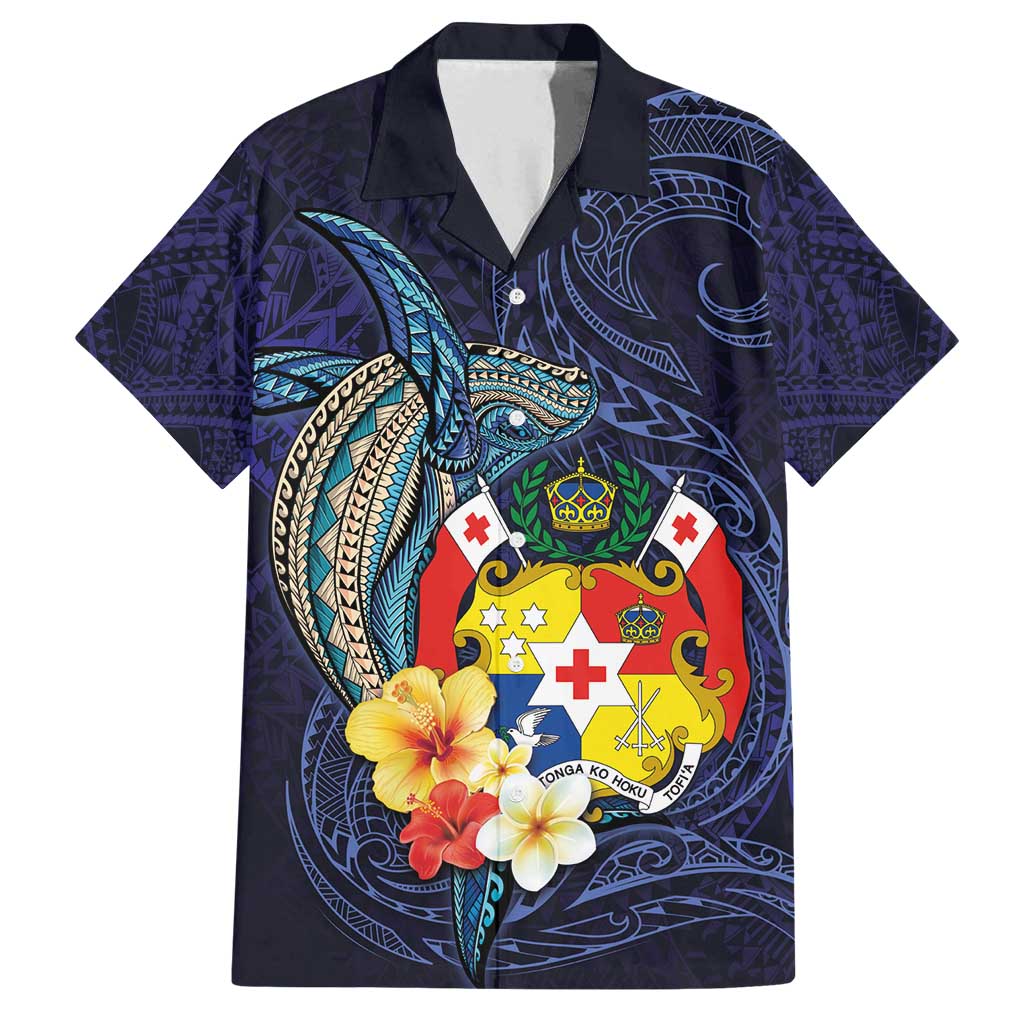 Tonga Vava'u Humpback Whale Blue Water Family Matching Off Shoulder Maxi Dress and Hawaiian Shirt Polynesian Hibiscus Flowers LT03 Dad's Shirt - Short Sleeve Blue - Polynesian Pride