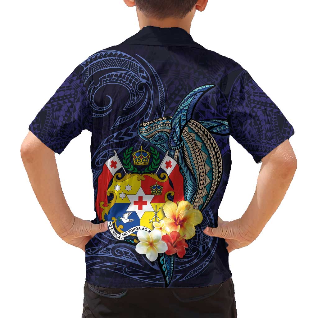 Tonga Vava'u Humpback Whale Blue Water Family Matching Tank Maxi Dress and Hawaiian Shirt Polynesian Hibiscus Flowers LT03 - Polynesian Pride