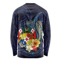 Tonga Vava'u Humpback Whale Blue Water Long Sleeve Shirt Polynesian Hibiscus Flowers LT03 - Polynesian Pride