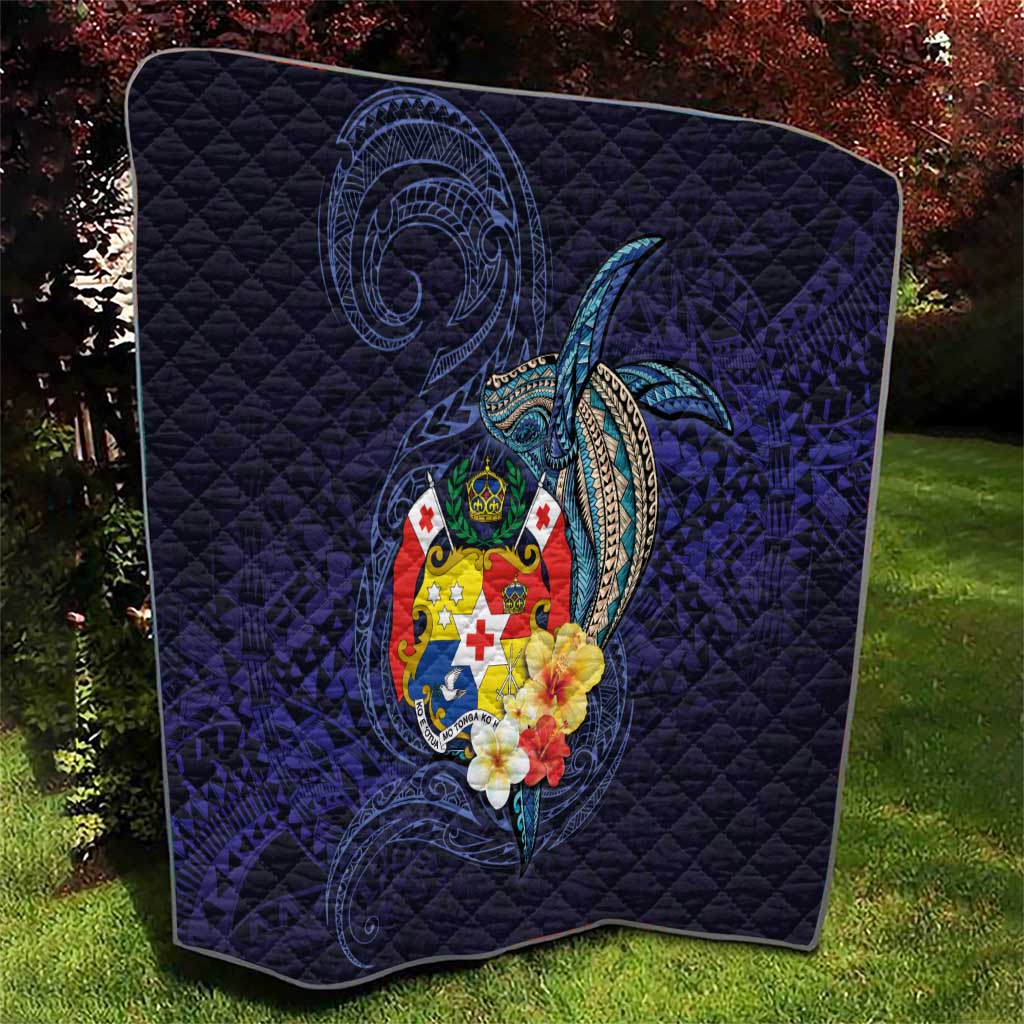 Tonga Vava'u Humpback Whale Blue Water Quilt Polynesian Hibiscus Flowers