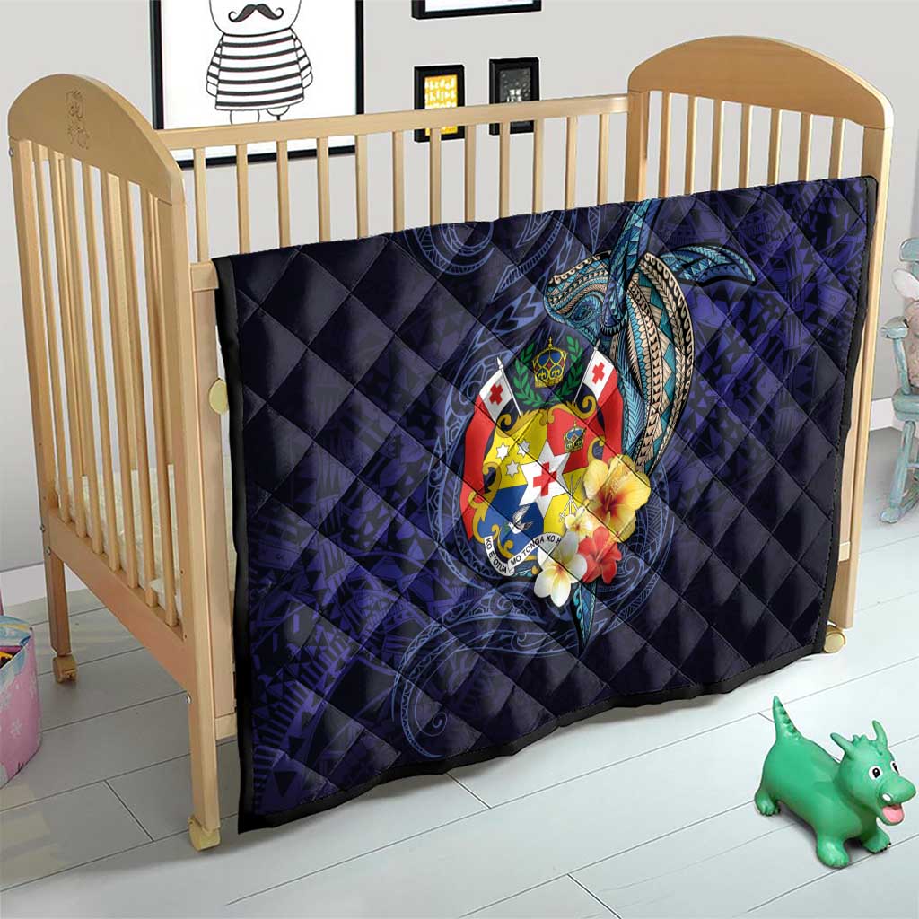 Tonga Vava'u Humpback Whale Blue Water Quilt Polynesian Hibiscus Flowers