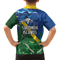 Solomon Islands Polynesian Tribal Shark and Crocodile Family Matching Off The Shoulder Long Sleeve Dress and Hawaiian Shirt LT03 - Polynesian Pride