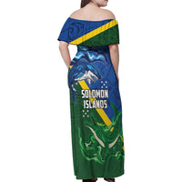 Solomon Islands Polynesian Tribal Shark and Crocodile Family Matching Off Shoulder Maxi Dress and Hawaiian Shirt LT03 - Polynesian Pride