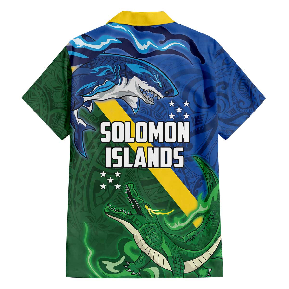 Solomon Islands Polynesian Tribal Shark and Crocodile Family Matching Off Shoulder Short Dress and Hawaiian Shirt LT03 - Polynesian Pride