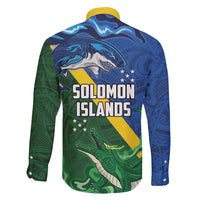 Solomon Islands Polynesian Tribal Shark and Crocodile Family Matching Off Shoulder Short Dress and Hawaiian Shirt LT03 - Polynesian Pride