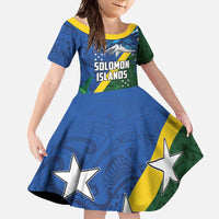 Solomon Islands Polynesian Tribal Shark and Crocodile Family Matching Tank Maxi Dress and Hawaiian Shirt LT03 Daughter's Dress Blue - Polynesian Pride