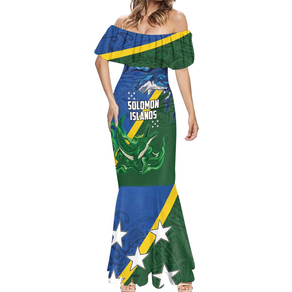 Solomon Islands Polynesian Tribal Shark and Crocodile Mermaid Dress LT03 - Polynesian Pride