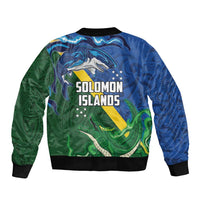 Solomon Islands Polynesian Tribal Shark and Crocodile Sleeve Zip Bomber Jacket LT03 - Polynesian Pride