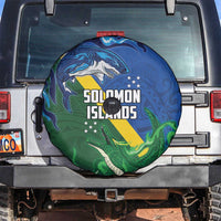 Solomon Islands Polynesian Tribal Shark and Crocodile Spare Tire Cover LT03 Blue - Polynesian Pride