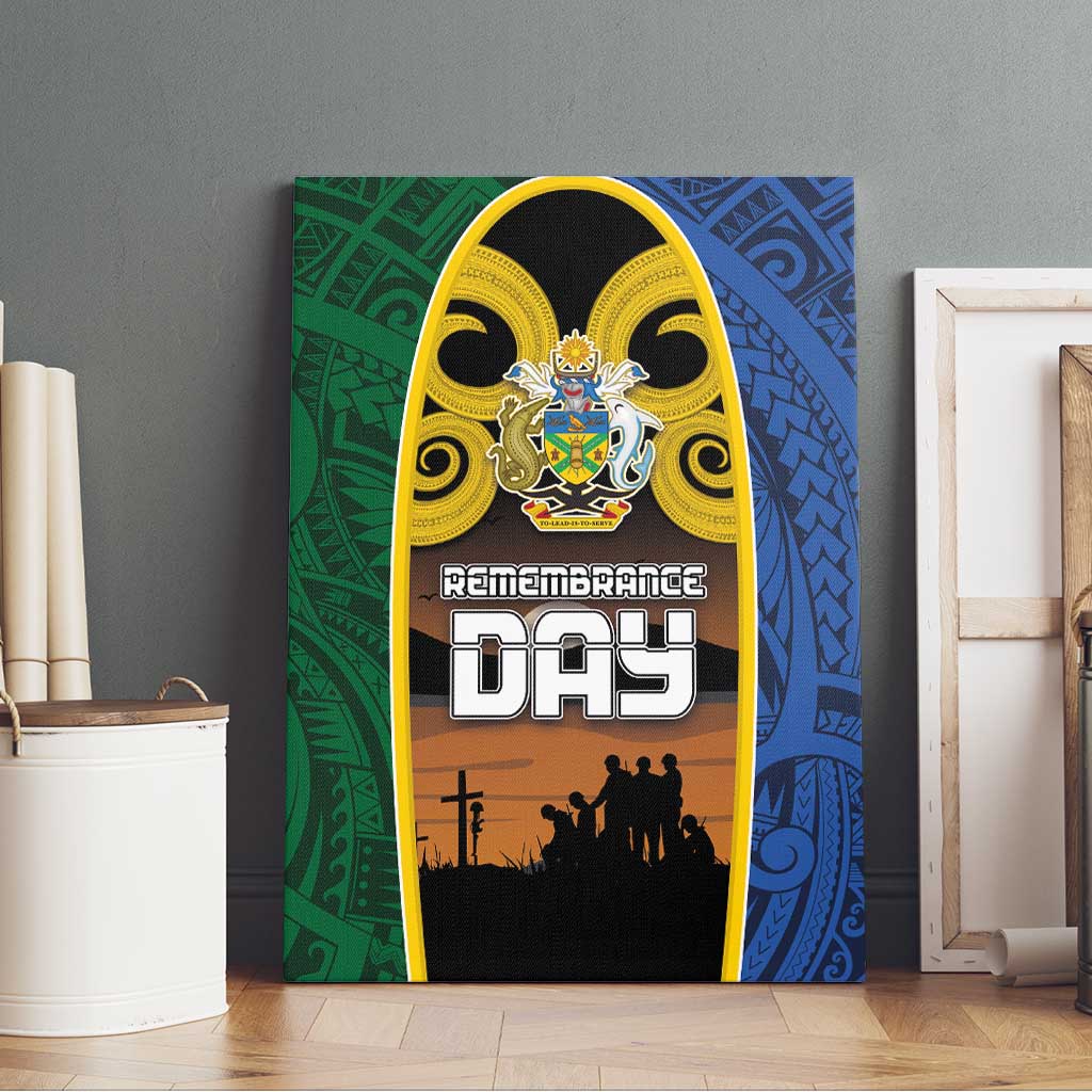 Solomon Islands Remembrance Day Canvas Wall Art Lest We Forget and Polynesian Tattoo Pattern