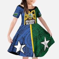 Solomon Islands Remembrance Day Family Matching Off The Shoulder Long Sleeve Dress and Hawaiian Shirt Lest We Forget and Polynesian Tattoo Pattern