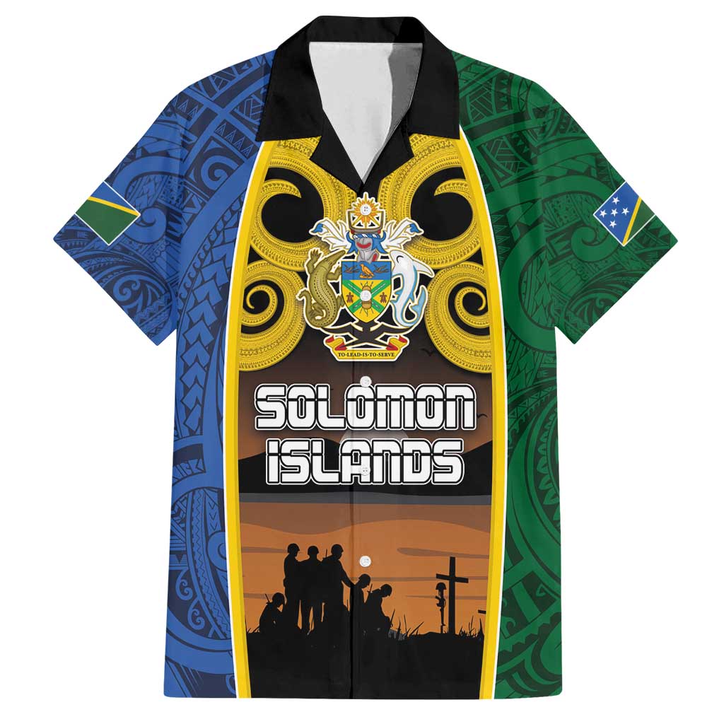 Solomon Islands Remembrance Day Family Matching Puletasi and Hawaiian Shirt Lest We Forget and Polynesian Tattoo Pattern