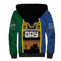 Solomon Islands Remembrance Day Sherpa Hoodie Lest We Forget and Polynesian Tattoo Pattern LT03 - Polynesian Pride