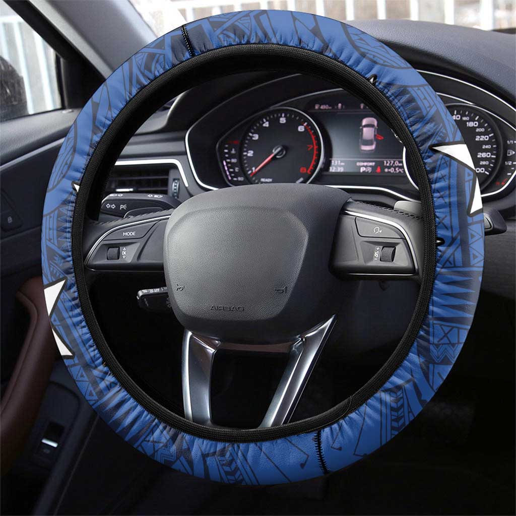 Solomon Islands Remembrance Day Steering Wheel Cover Lest We Forget and Polynesian Tattoo Pattern
