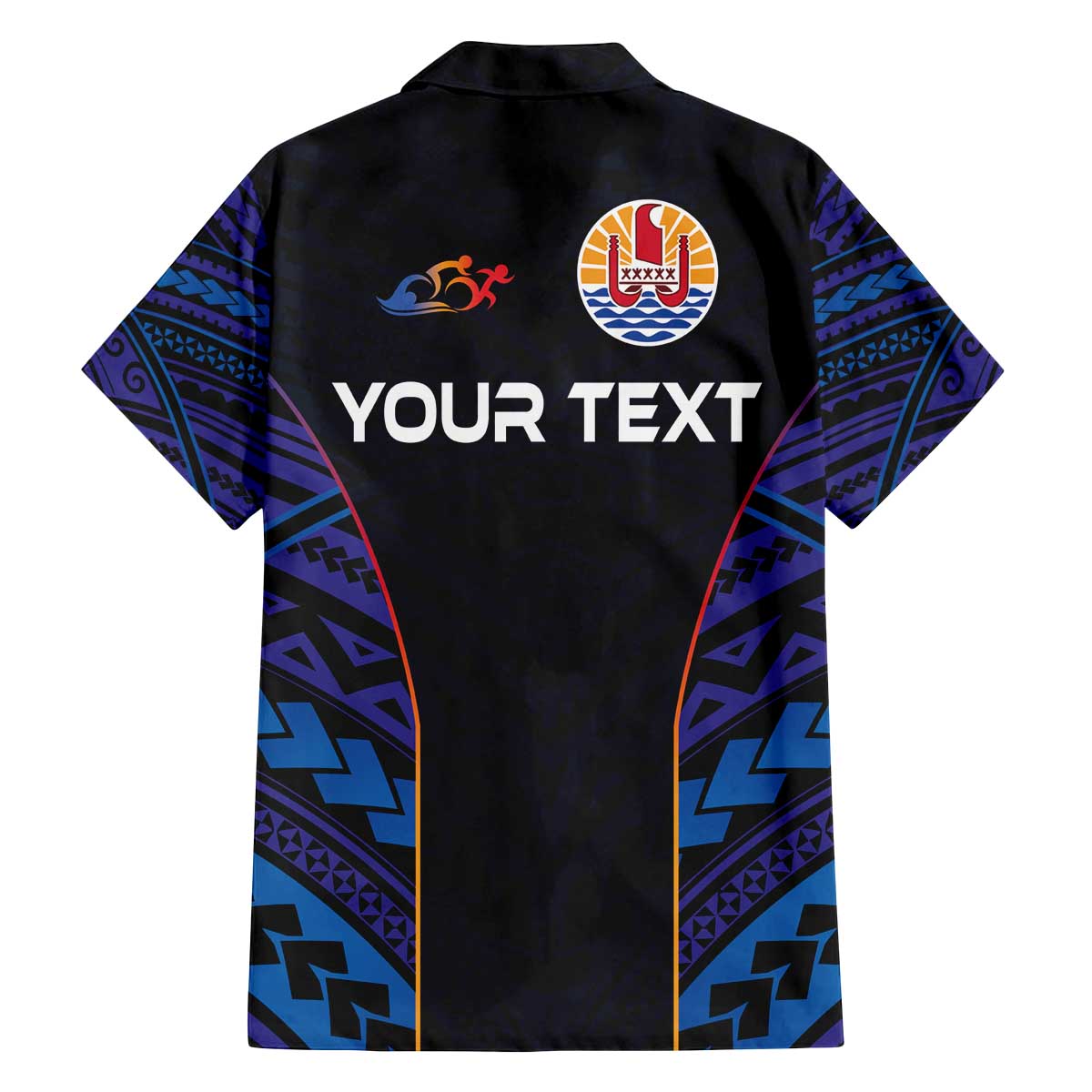 Personalised Tahiti Triathlon Polynesian Pattern Family Matching Off The Shoulder Long Sleeve Dress and Hawaiian Shirt
