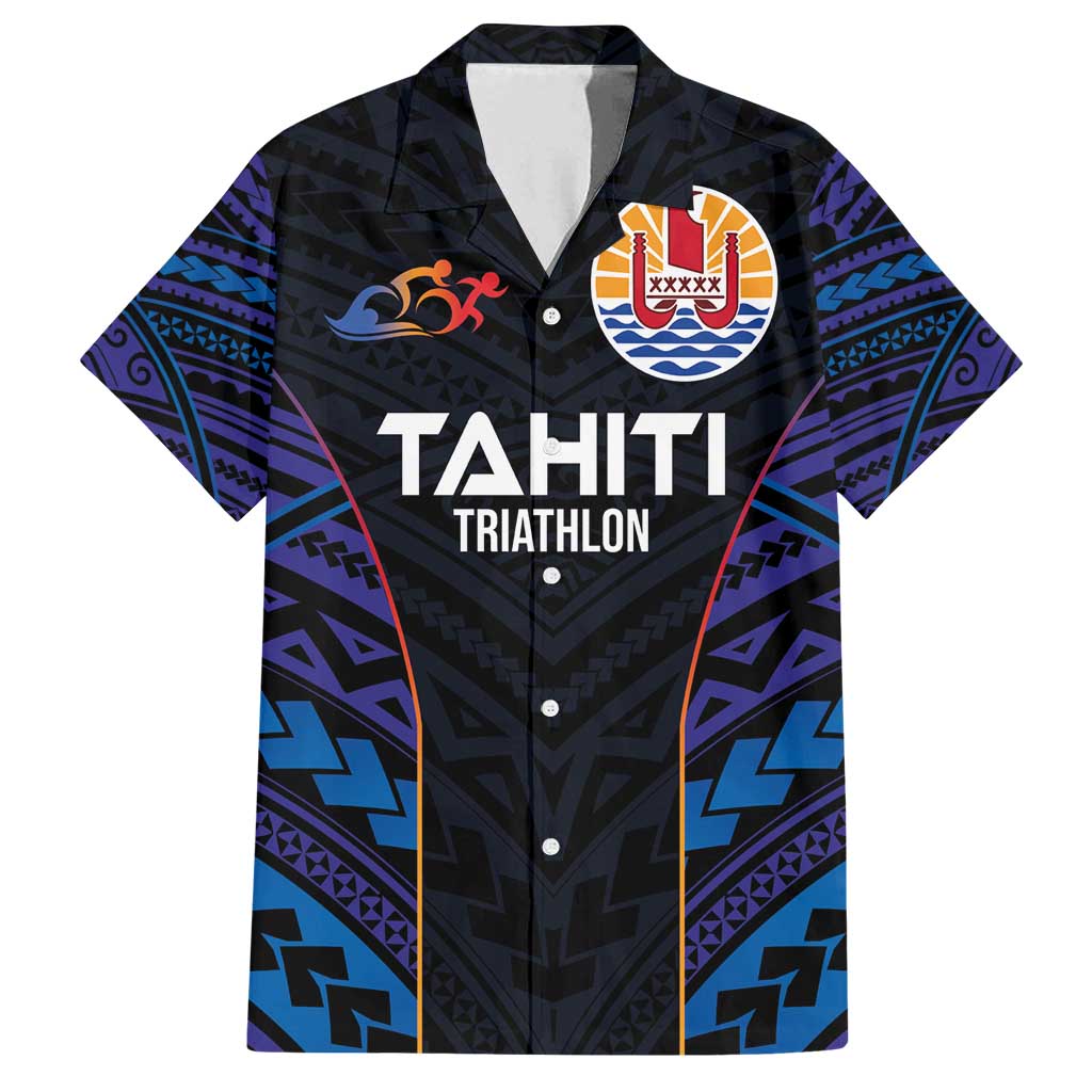 Personalised Tahiti Triathlon Polynesian Pattern Family Matching Puletasi and Hawaiian Shirt