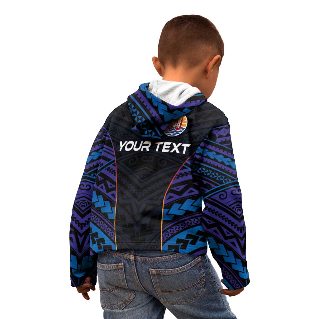 Personalised Tahiti Triathlon Polynesian Pattern Kid Hoodie