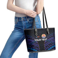 Personalised Tahiti Triathlon Polynesian Pattern Leather Tote Bag