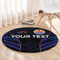 Personalised Tahiti Triathlon Polynesian Pattern Round Carpet