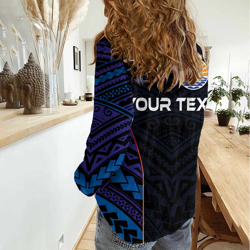 Personalised Tahiti Triathlon Polynesian Pattern Women Casual Shirt