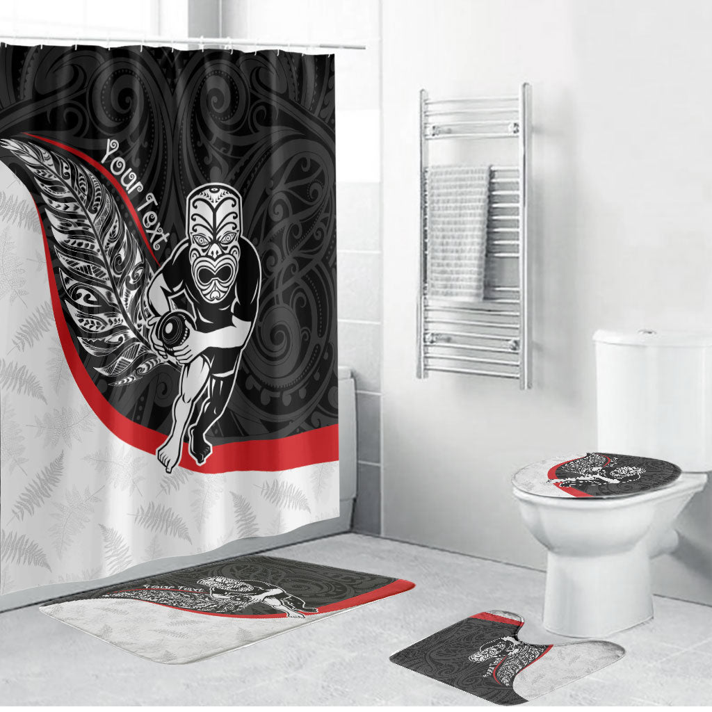 Personalised Aotearoa Lawn Bowls Bathroom Set Maori Warrior and Silver Fern Sporty Style