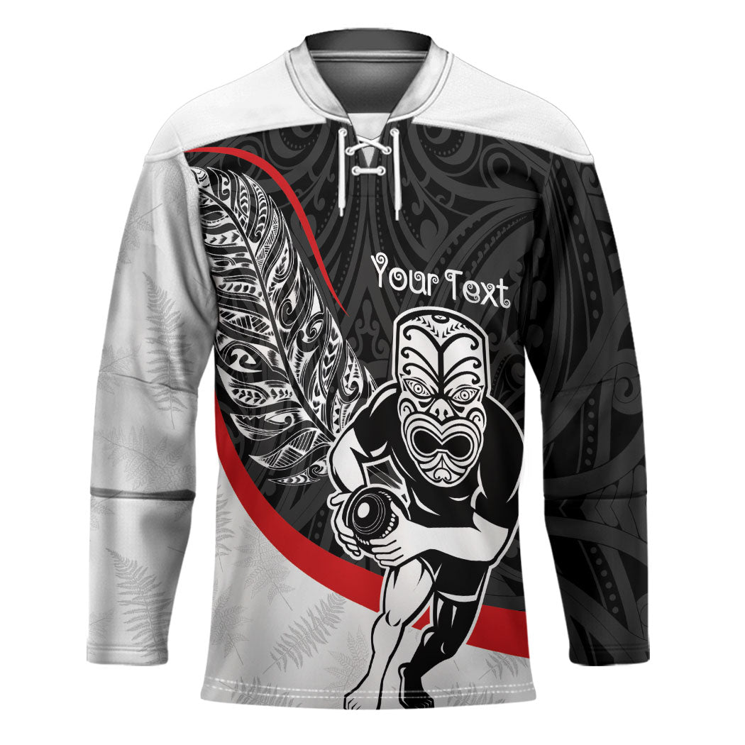 Personalised Aotearoa Lawn Bowls Hockey Jersey Maori Warrior and Silver Fern Sporty Style LT03 Unisex Black - Polynesian Pride