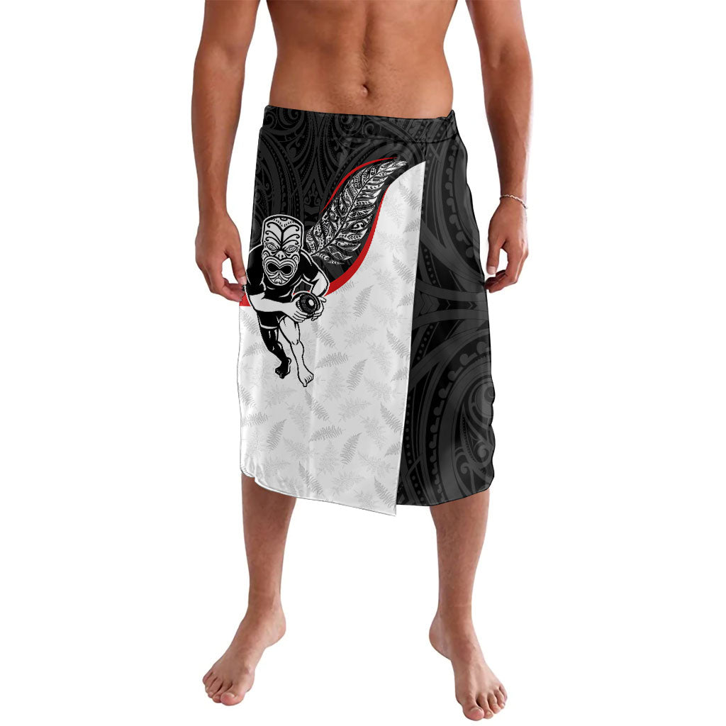 Aotearoa Lawn Bowls Lavalava Maori Warrior and Silver Fern Sporty Style LT03 Black - Polynesian Pride